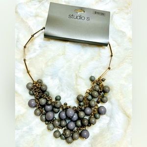 Studio S, gold and green bead statement necklace